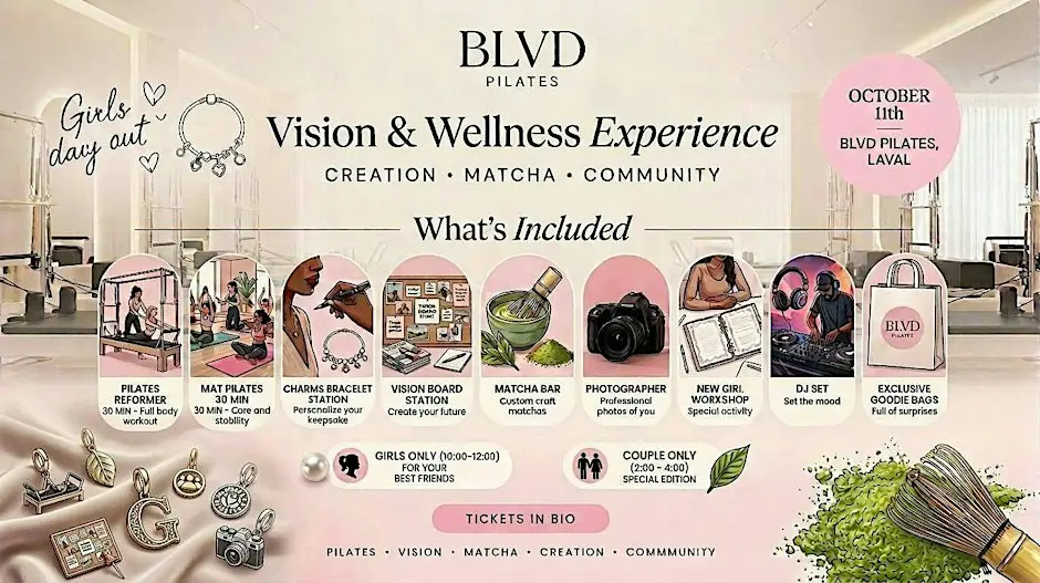 BLVD Pilates × Creation Experience — affiche de l’événement